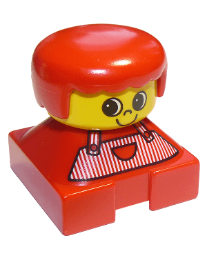 LEGO Duplo 2 x 2 x 2 Figure Brick Red Base with Red Stripe Overalls Red Hair (2327pb16) Duplo Minifigure