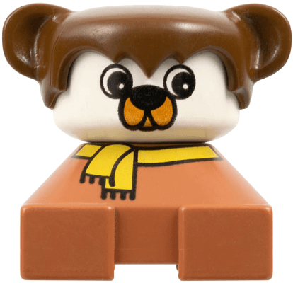 LEGO Duplo 2 x 2 x 2 Figure Brick Dog Fabuland Brown Base with Yellow Scarf Brown Hair with Ears (2327pb21) Duplo Minifigure