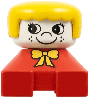 LEGO Duplo 2 x 2 x 2 Figure Brick Red Base with Yellow Bow Yellow Hair (2327pb26) Duplo Minifigure