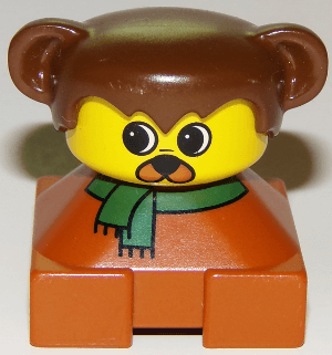 LEGO Duplo 2 x 2 x 2 Figure Brick Dog Dark Orange Base with Green Scarf Brown Hair with Ears Yell (2327pb30) Duplo Minifigure