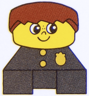 LEGO Duplo 2 x 2 x 2 Figure Brick Black Base with Police Pattern Brown Male Hair (2327pb36) Duplo Minifigure