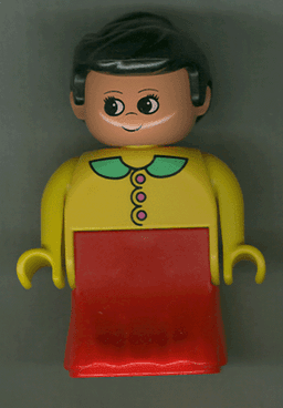 Duplo Figure, Female Lady, Red Dress, Yellow Top and Green Collar