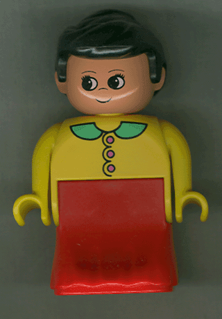 Duplo Figure, Female Lady, Red Dress, Yellow Top and Green Collar