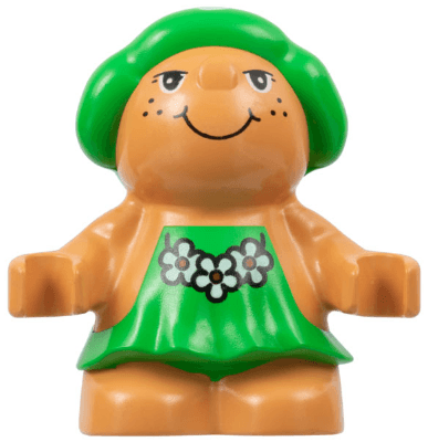 LEGO Duplo Figure Little Forest Friends Female Green Dress with Flowers Pattern (Trixie Toadstoo (31231pb04) Duplo Minifigure