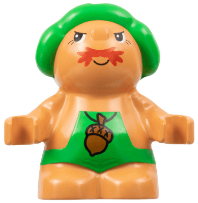 LEGO Duplo Figure Little Forest Friends Male Green Outfit with Acorn Pattern (Grumpy Toadstool) (31232pb04) Duplo Minifigure