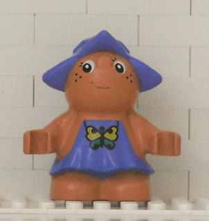 Duplo Figure Little Forest Friends, Female, Medium Violet Dress with Butterfly Pattern (Jangle Bluebell)