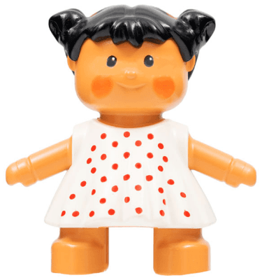 Duplo Figure Doll, Marie's Baby, White Dress with Red Dots