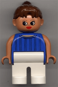 LEGO Duplo Figure Female Blue Striped Top Ponytail (4555pb007) Duplo Minifigure