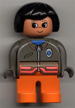 LEGO Duplo Figure Female Medic Zippered Jacket with EMT Star of Life Pattern (4555pb017) Duplo Minifigure