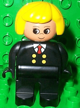 LEGO Duplo Figure Female Red Tie and Black Suit Yellow Hair (4555pb019) Duplo Minifigure