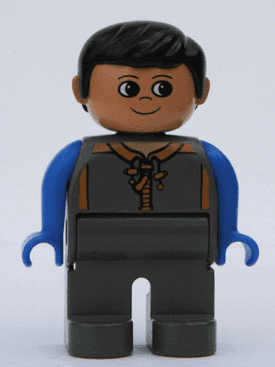 LEGO Duplo Figure Male Dark Gray Zippered Coat Black Hair (4555pb025) Duplo Minifigure
