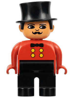 LEGO Duplo Figure Male Red Top Top Hat (Circus Ringmaster) (4555pb036) Duplo Minifigure