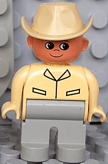 LEGO Duplo Figure Male Tan Top Cowboy Hat (4555pb039) Duplo Minifigure