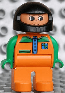 LEGO Duplo Figure Male Orange Top with Racer Zipper (4555pb041) Duplo Minifigure
