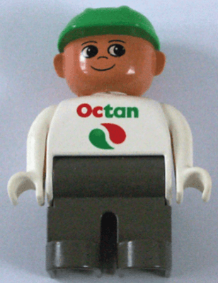 LEGO Duplo Figure Male White Top with Octan Logo (4555pb056) Duplo Minifigure