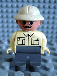 LEGO Duplo Figure Male Tan Top Pith Helmet Moustache (4555pb073) Duplo Minifigure