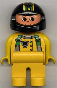 LEGO Duplo Figure Male Yellow Top with Green Racer Suspenders (4555pb083) Duplo Minifigure