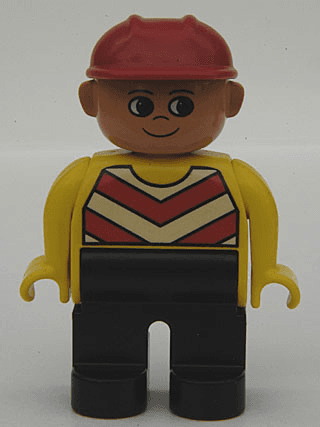 LEGO Duplo Figure Male Chevron Vest Construction Hat Red (4555pb096) Duplo Minifigure