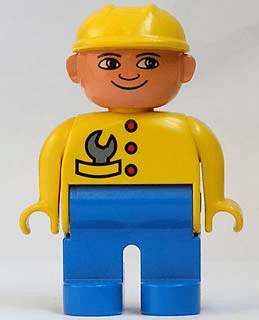 LEGO Duplo Figure Male Yellow Top with Wrench in Pocket Construction Hat Yellow (4555pb102) Duplo Minifigure