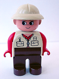 LEGO Duplo Figure Female Tan Pith Helmet Eyelashes (4555pb104) Duplo Minifigure