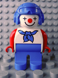 LEGO Duplo Figure Male Clown Blue Aviator Helmet Blue Neckerchief (4555pb110) Duplo Minifigure
