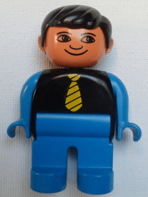 LEGO Duplo Figure Male Black Top with Yellow Tie Black Hair (4555pb131a) Duplo Minifigure