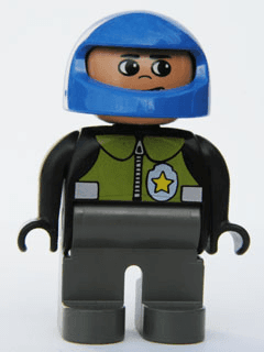 LEGO Duplo Figure Male Police Black Top with Pale Green Vest and Police Badge (4555pb144) Duplo Minifigure