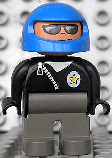 LEGO Duplo Figure Male Police Black Top Zippered Jacket and Police Badge (4555pb148) Duplo Minifigure
