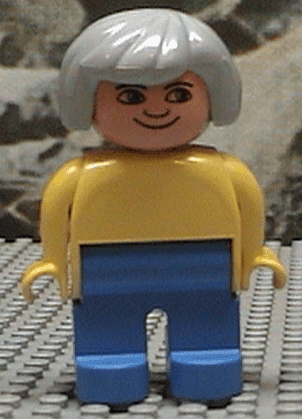 LEGO Duplo Figure Female Yellow Blouse Gray Hair (4555pb158) Duplo Minifigure