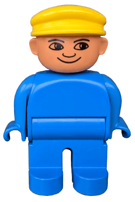 LEGO Duplo Figure Male Blue Top Yellow Cap (4555pb164) Duplo Minifigure