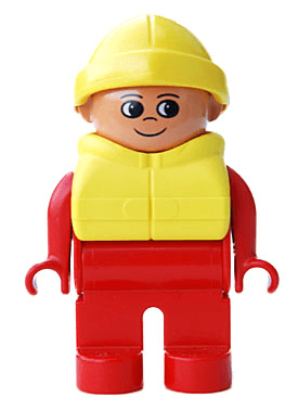 LEGO Duplo Figure Male Red Top Life Jacket Yellow Rain Hat (4555pb170) Duplo Minifigure