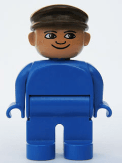 LEGO Duplo Figure Male Blue Top Brown Cap (4555pb180) Duplo Minifigure