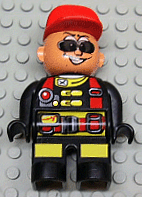 LEGO Duplo Figure Male Action Wheeler Red Straps Sunglasses Red Cap (4555pb182) Duplo Minifigure
