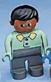 LEGO Duplo Figure Male Light Green Top With 2 Buttons And Collar Black Hair (4555pb242) Duplo Minifigure