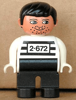 LEGO Duplo Figure Male White Top with 2-672 Number on Chest Black Hair Stubble Moustache Stubble (4555pb252) Duplo Minifigure