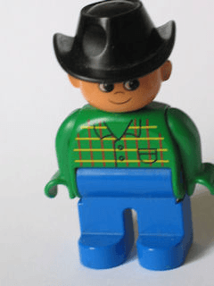 LEGO Duplo Figure Male Green Top with Pocket Black Cowboy Hat (4555pb264) Duplo Minifigure