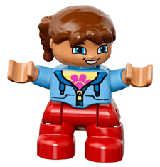 LEGO Duplo Figure Lego Ville Child Girl Reddish Brown Pigtails (47205pb030) Duplo Minifigure