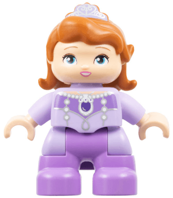 LEGO Duplo Figure Lego Ville Child Girl Medium Lavender Legs Lavender Top Dark Orange Hair with (47205pb033) Duplo Minifigure