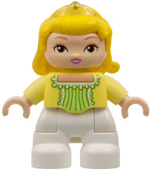LEGO Duplo Figure Lego Ville Child Girl Bright Light Yellow Top Yellow Hair with Tiara Princess (47205pb034) Duplo Minifigure