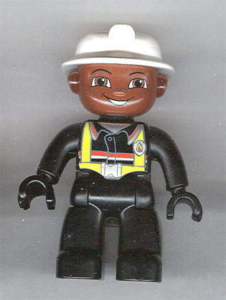 LEGO Duplo Figure Lego Ville Male Fireman Brown Face (47394pb010) Duplo Minifigure