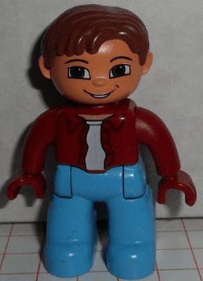 LEGO Duplo Figure Lego Ville Male Dark Red Top Reddish Brown Hair (47394pb019a) Duplo Minifigure