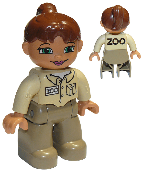 LEGO Duplo Figure Lego Ville Female Tan Top Reddish Brown Ponytail Hair (47394pb021) Duplo Minifigure