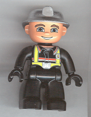LEGO Duplo Figure Lego Ville Male Fireman Silver Helmet (47394pb025) Duplo Minifigure