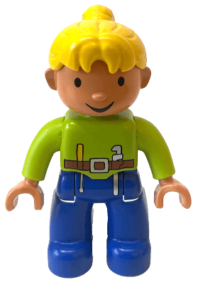 LEGO Duplo Figure Lego Ville Female Wendy Lime Top with Belt Screwdriver and Wrench Yellow Pony (47394pb047) Duplo Minifigure