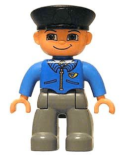 LEGO Duplo Figure Lego Ville Male Post Office Black Police Hat (47394pb052) Duplo Minifigure