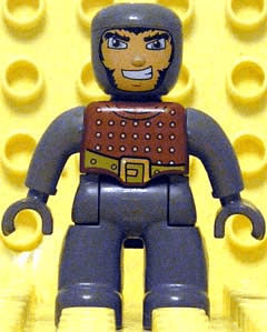 LEGO Duplo Figure Lego Ville Male Castle Brown Chest Dark Bluish Gray Arms (47394pb053) Duplo Minifigure