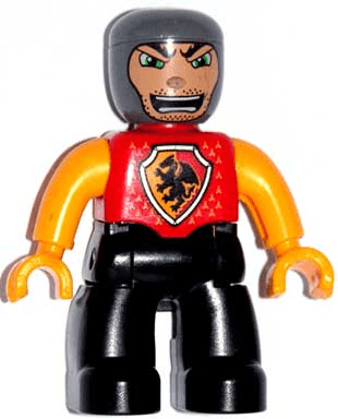 LEGO Duplo Figure Lego Ville Male Castle Red Chest with Dragon Shield Bright Light Orange Arms (47394pb056) Duplo Minifigure