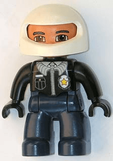 LEGO Duplo Figure Lego Ville Male Police Black Top with Badge (47394pb067) Duplo Minifigure