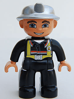 LEGO Duplo Figure Lego Ville Male Fireman Silver Helmet (47394pb077) Duplo Minifigure