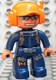 LEGO Duplo Figure Lego Ville Male Orange Cap with Headset (47394pb082) Duplo Minifigure